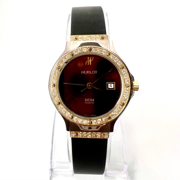 HUBLOT MDM 1391 2 Quartz 28mm 2 Tone 0.48TCW DIAMOND Watch - Picture 1 of 7